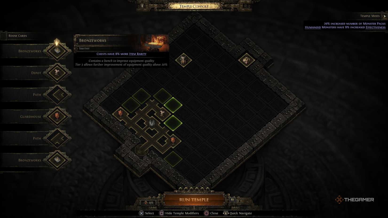 A selection of possible room tiles to upgrade Wall Temple rooms in Path of Exile 2.