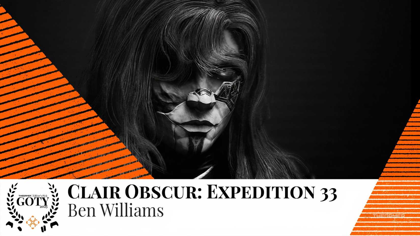 Clair Obscur: Alicia from Expedition 33 and the Game of the Year logo below.