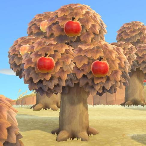 An apple tree in Animal Crossing New Horizons.