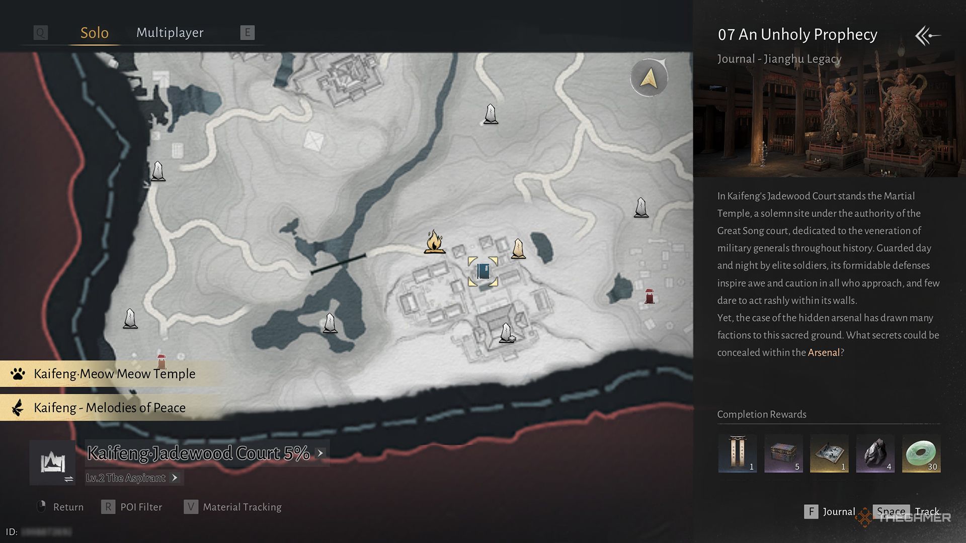 The quest start location for An Unholy Prophecy in Where Winds Meet.