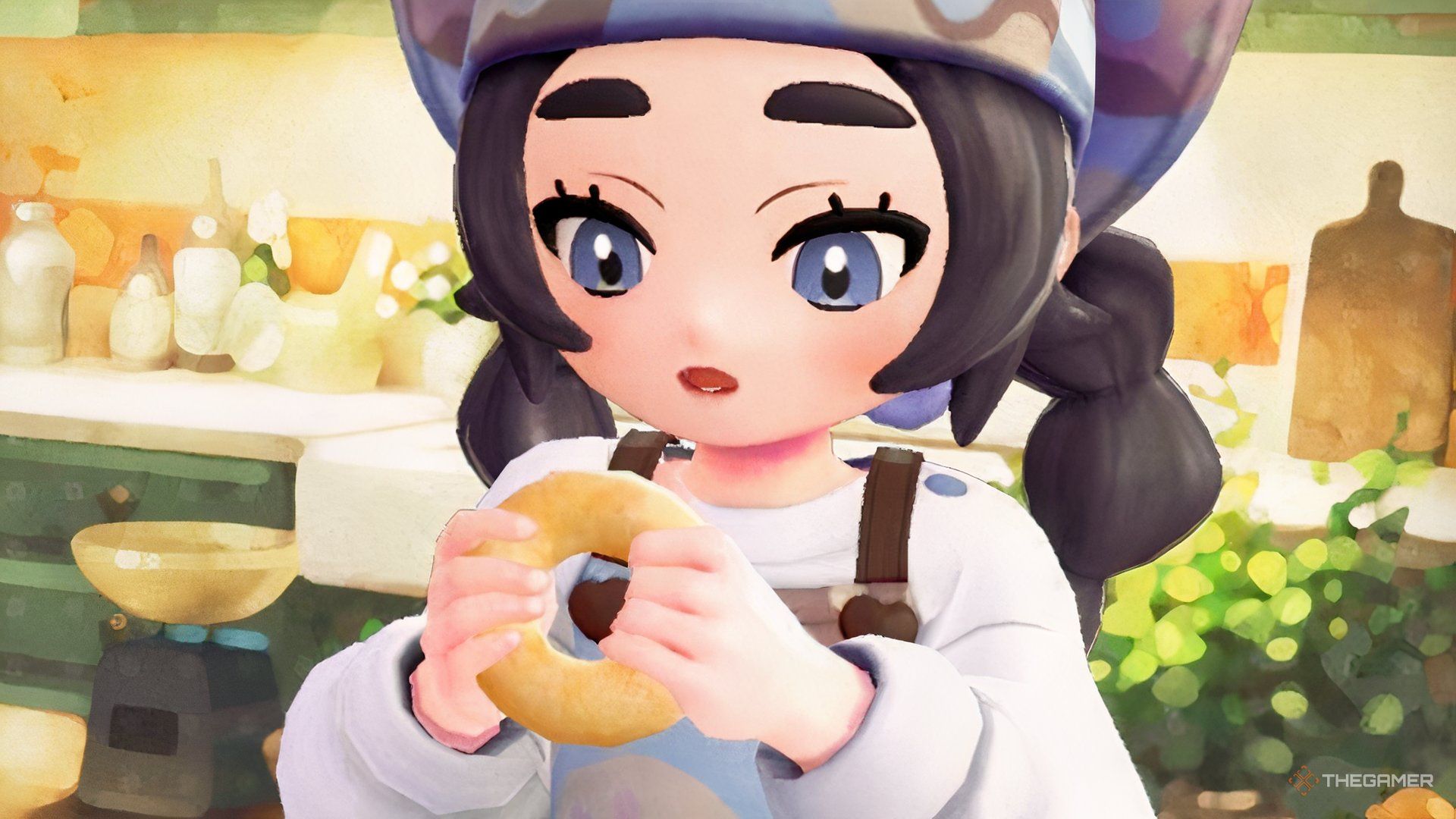 Ansha holding a donut in Pokemon Legends ZA.