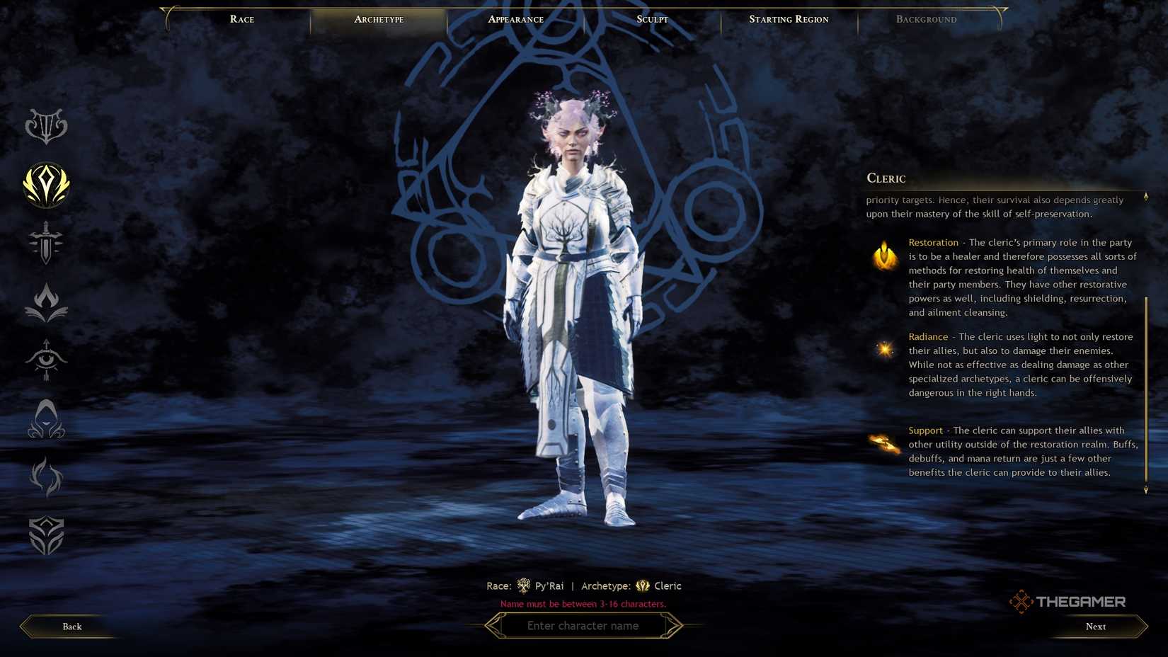 Ashes of Creation cleric class.