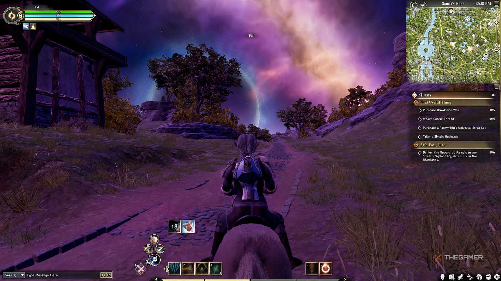 Ashes of Creation horse figure with colorful sky.