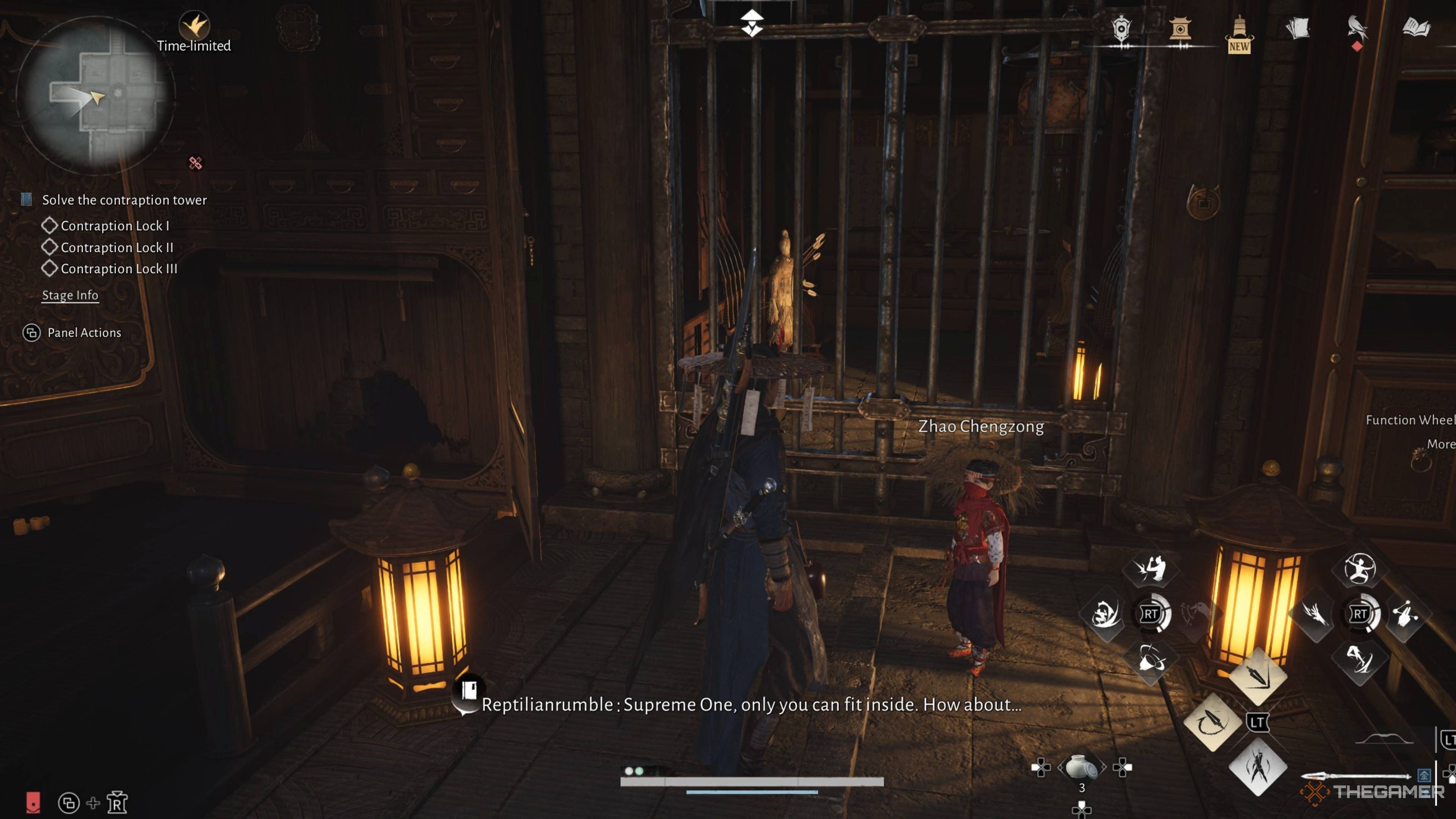 Asking zhao to climb through a hole in where winds meet.