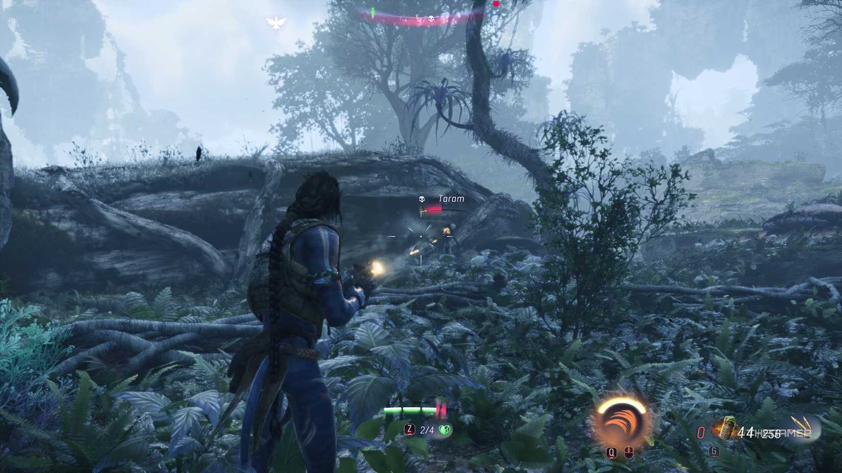 Avatar_ Frontiers of Pandora™ Attack Taram from a distance in the jungle.