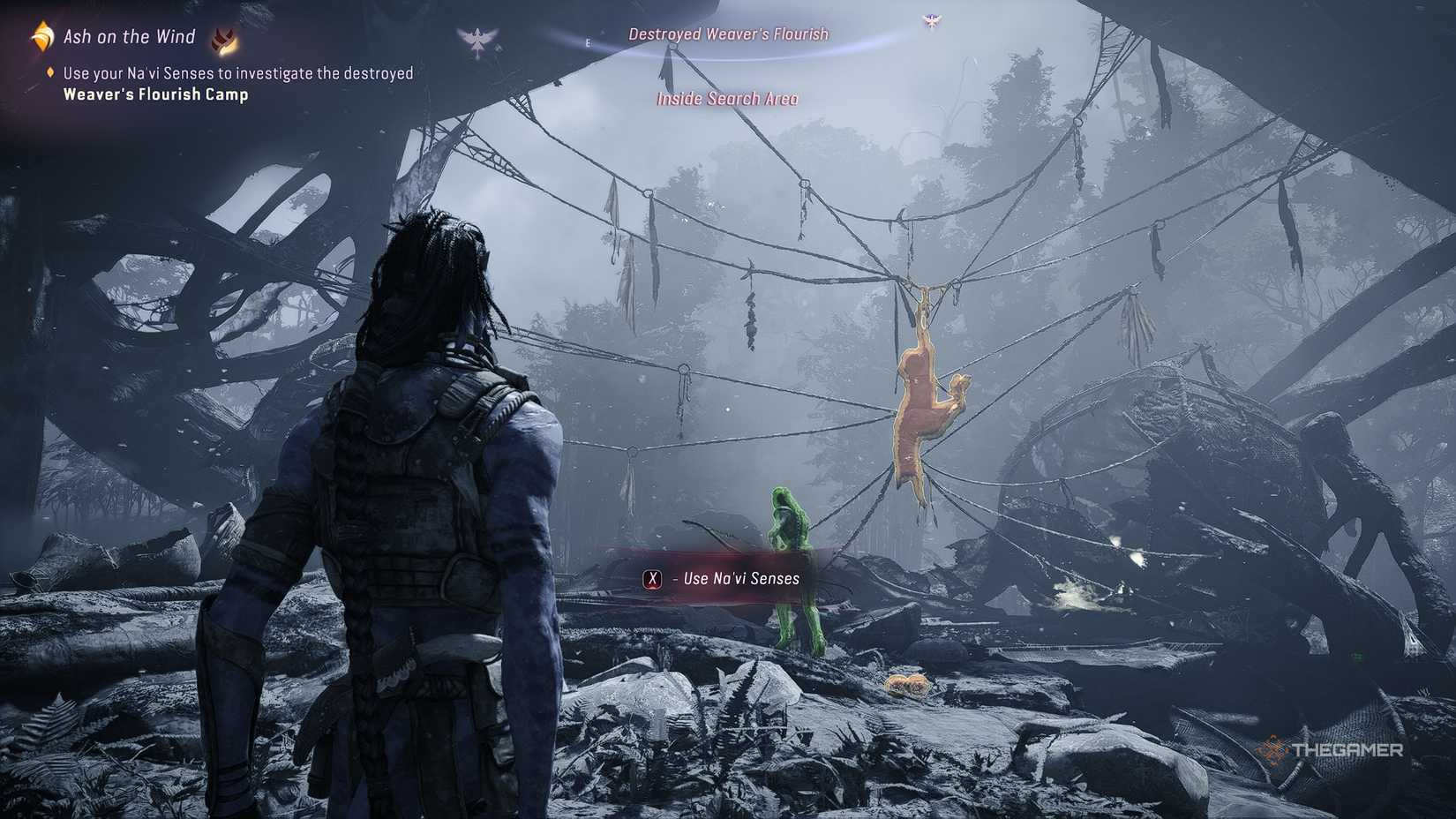 Avatar_ Frontiers of Pandora™ Investigate a bound hideous horse in ashes.