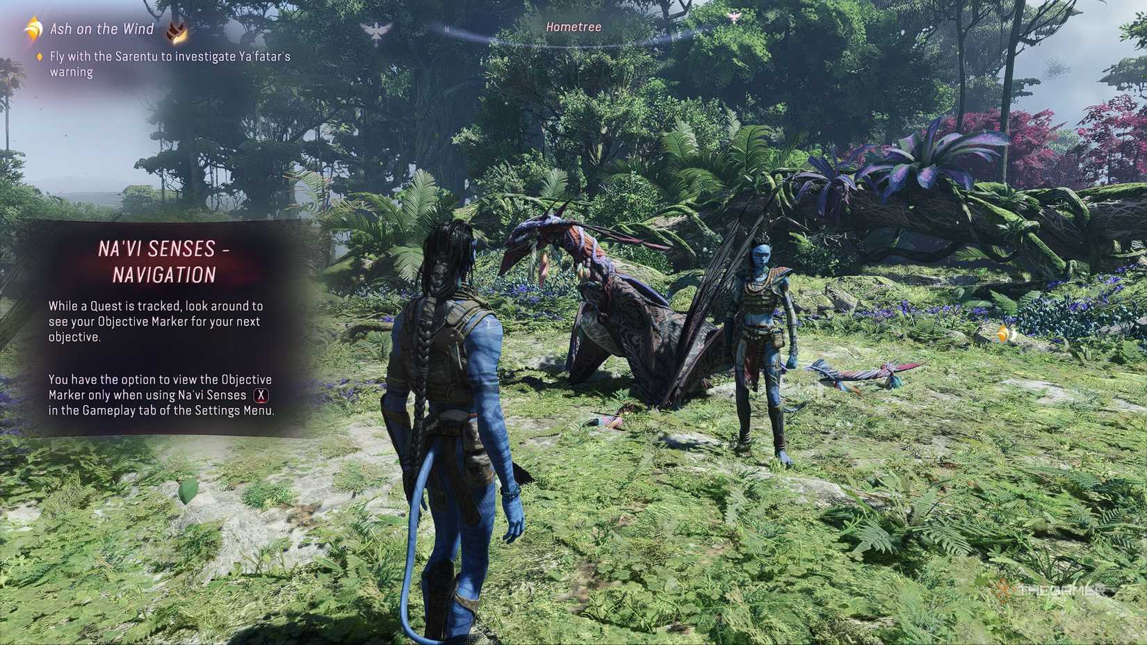 Avatar_ Frontiers of Pandora™ Meeting Sarentu outside the home tree with the ikrane.