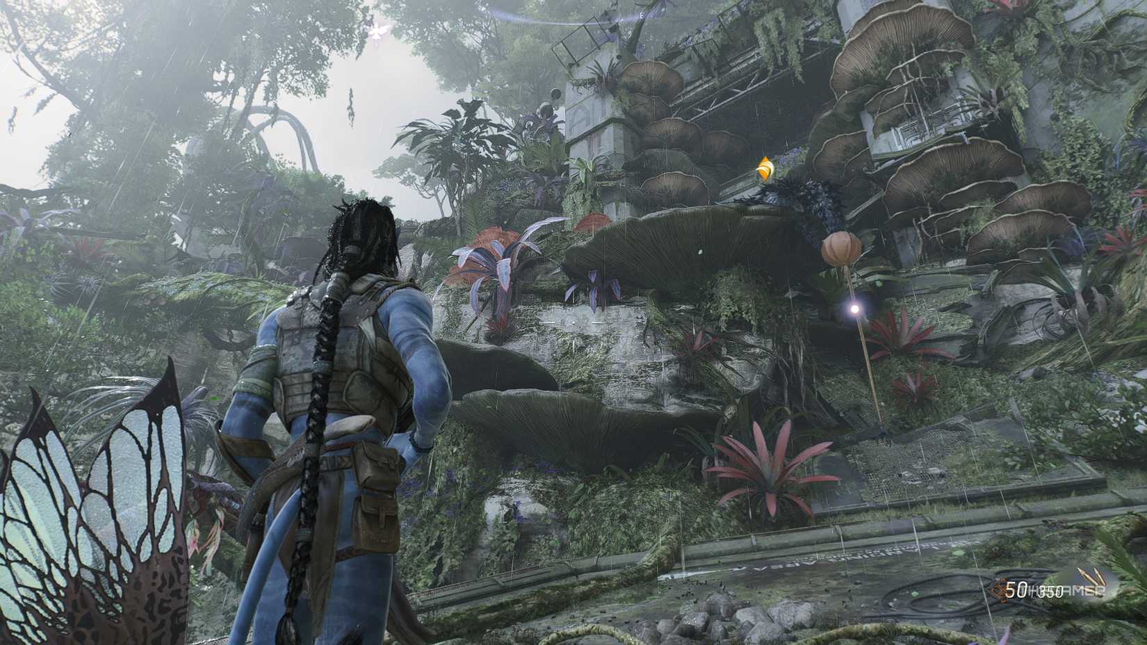 Avatar_ Frontiers of Pandora™ Stands below the entrance to the TAP facility in the forest.