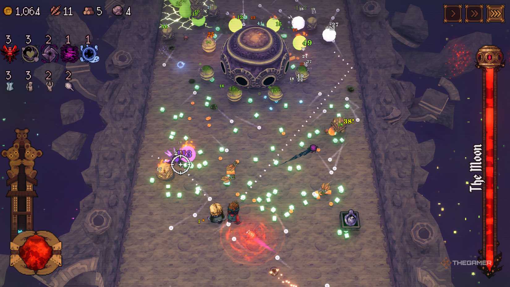 Moon boss is hit in Ball x Pit.