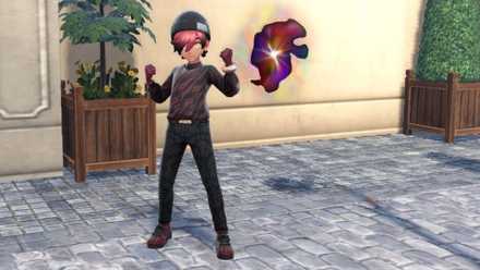 Postava pózující před hyperprostorovým portálem v Pokemon Legends ZA.