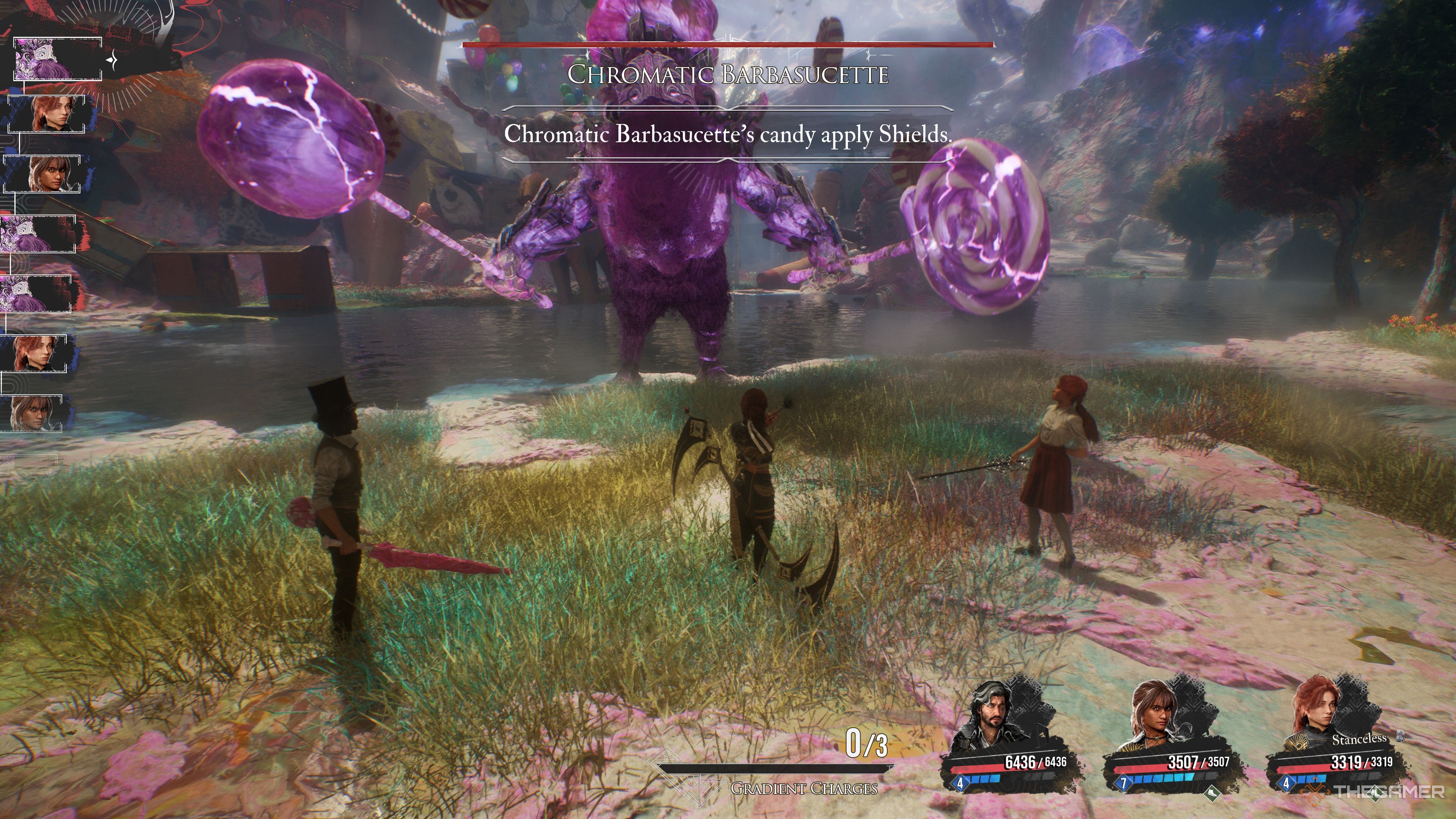 Chromatic Barbasucette applying shields in Clair Obscur Expedition 33.