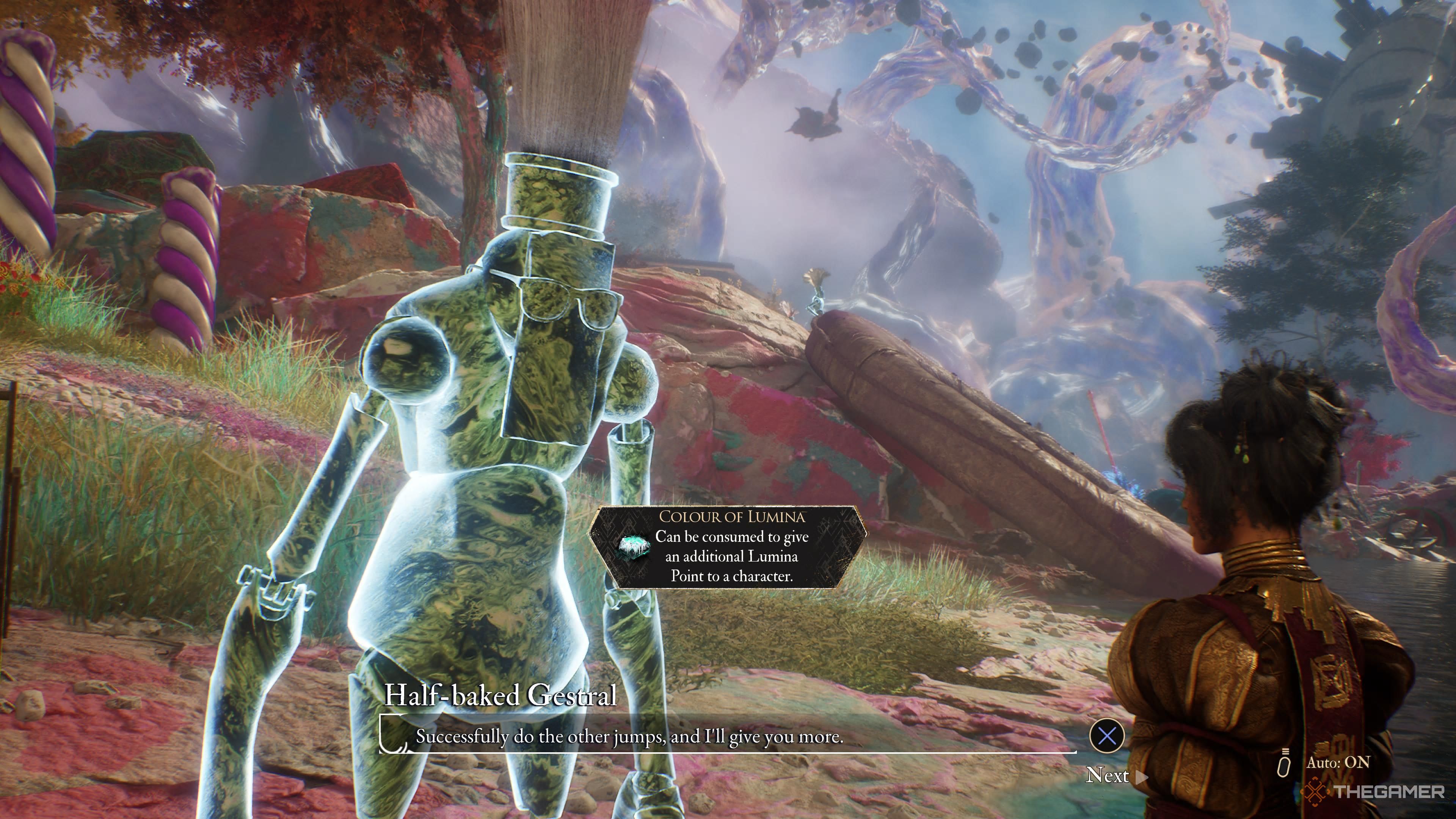 Being given a colour of lumina for jumping in a ring in clair obscur expedition 33.