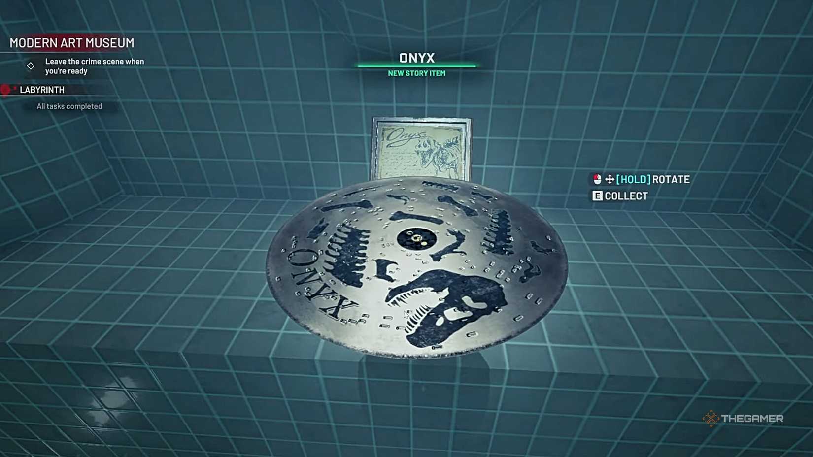 Crime Scene Cleaner Onyx music disk in a tiled room.