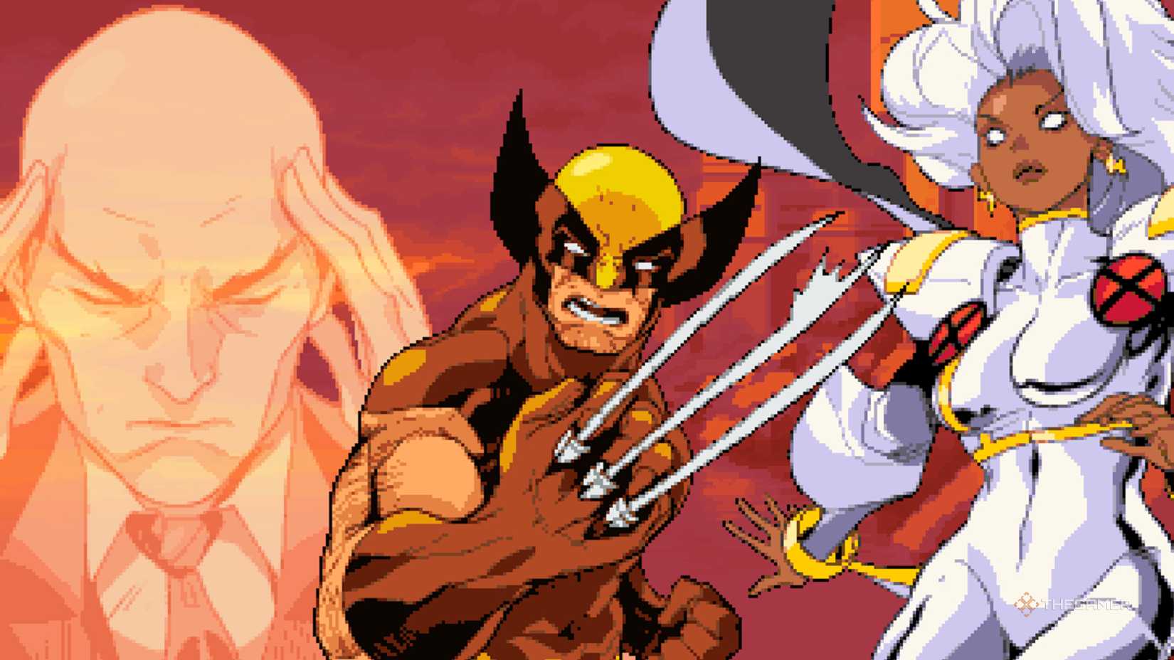 Cutscene from Marvel Cosmic Invasion with Professor X, Wolverine and Storm.