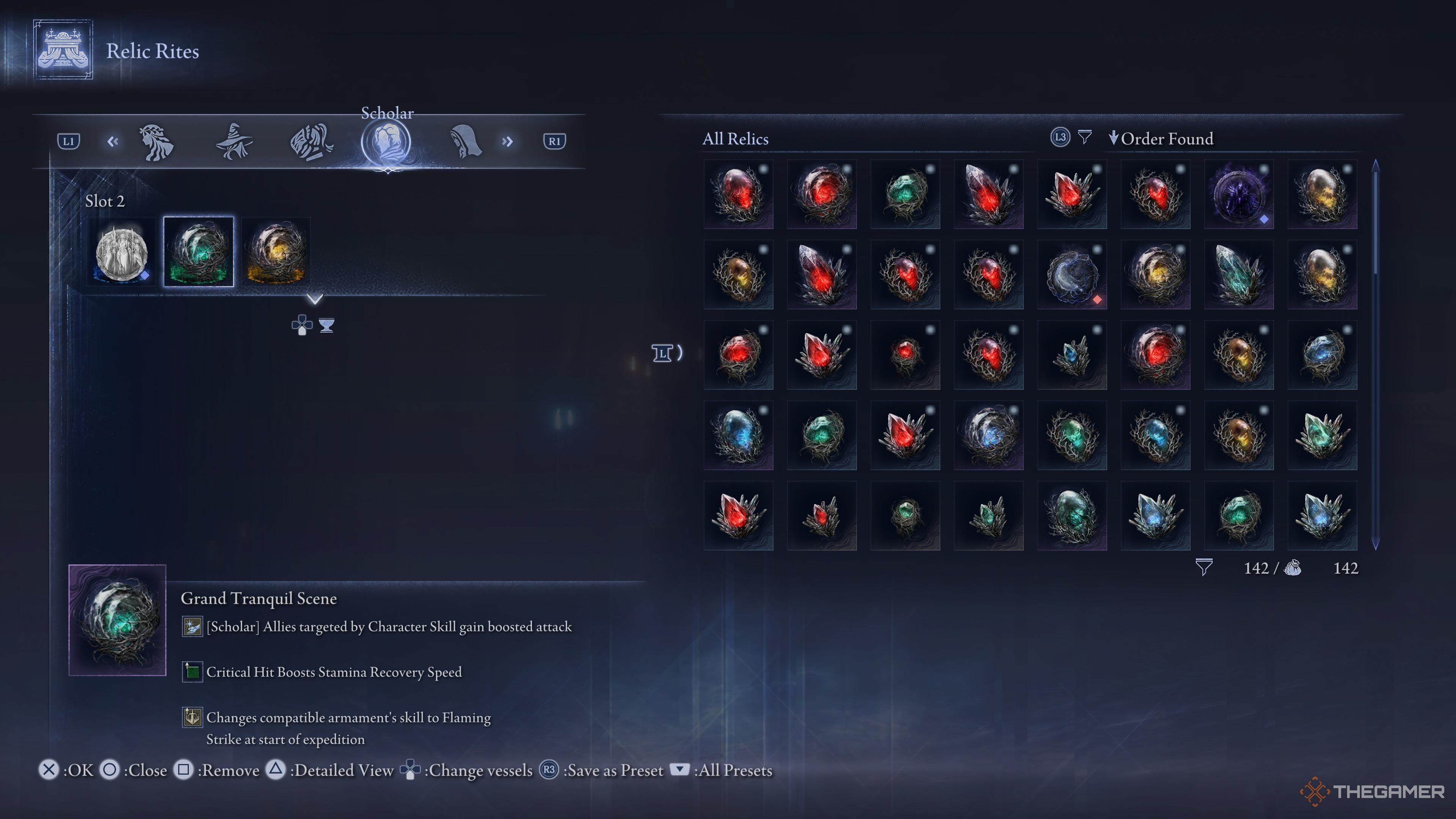 The Grand Tranquil Scene in the relics tab in Elden Ring: Nightreign.