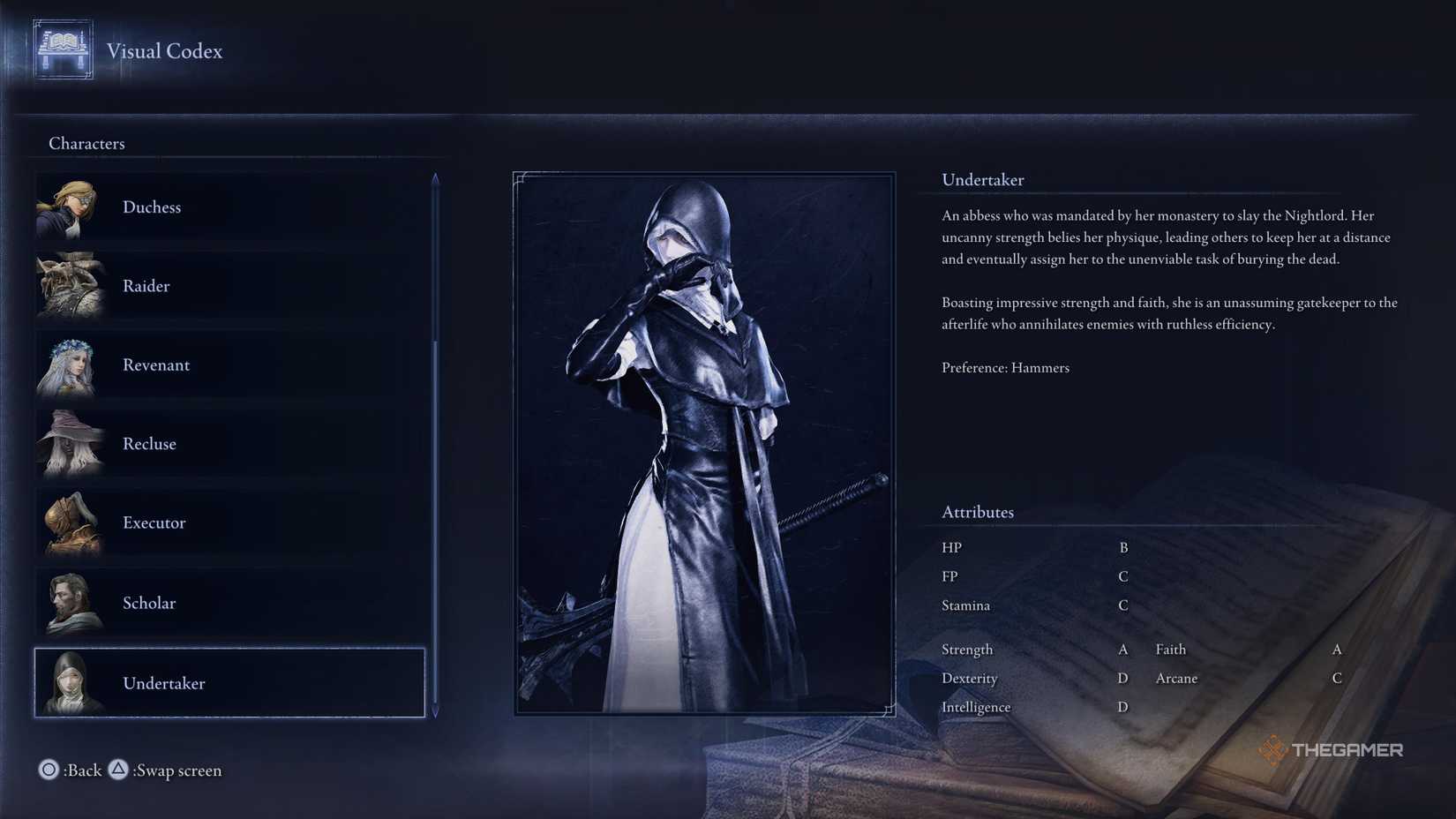 The Undertaker stats screen from Elden Ring: Nightreign.