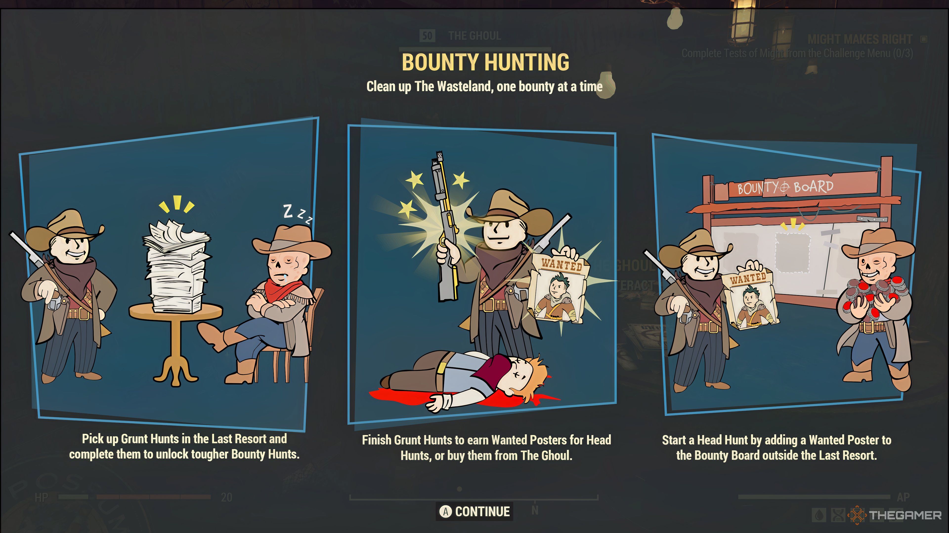 Bounty Hunting instructions in Fallout 76.