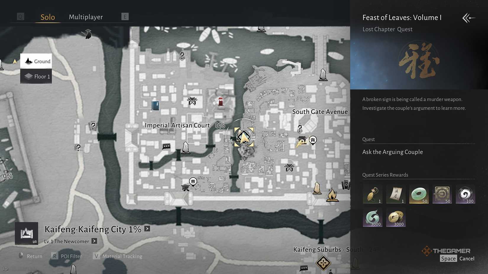 Quest start page for Feast of Leaves Volume 1 in Where Winds Meet.