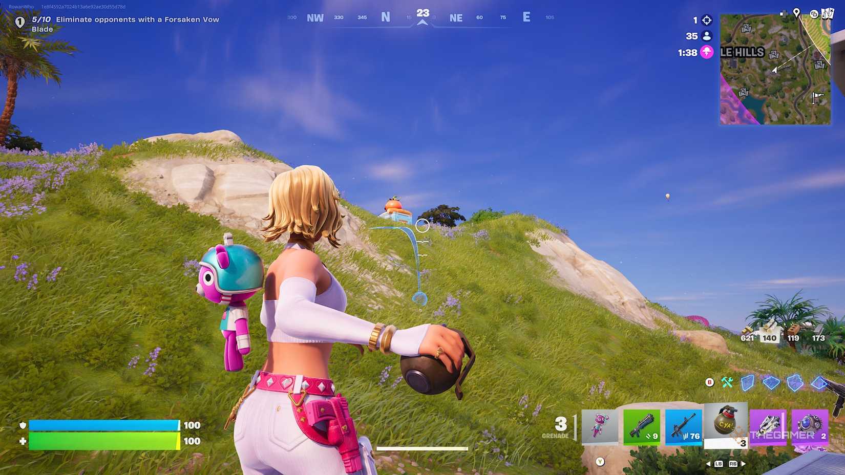 Fortnite Grenade throw.