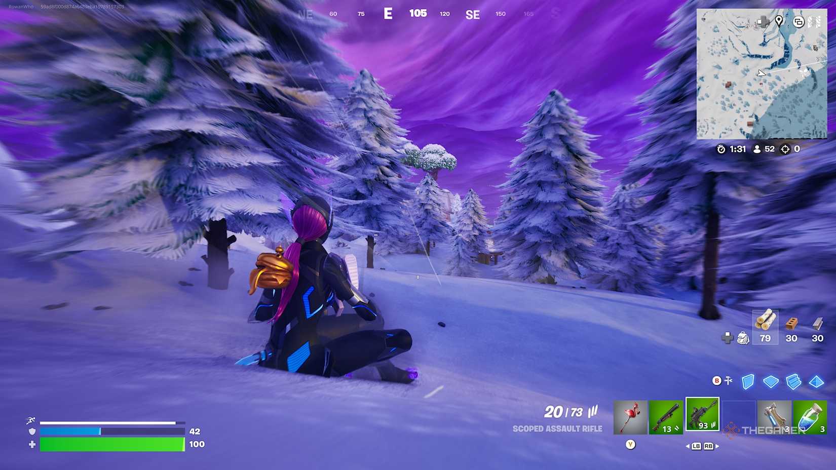 Fortnite sliding in the snow.