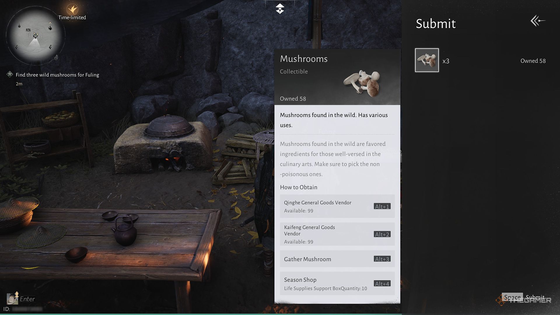 Mushrooms and where to find them in Where Winds Meet.