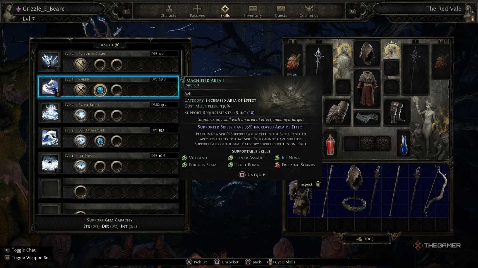 Gaining increased area on Shred as a wolf druid in Path of Exile 2.