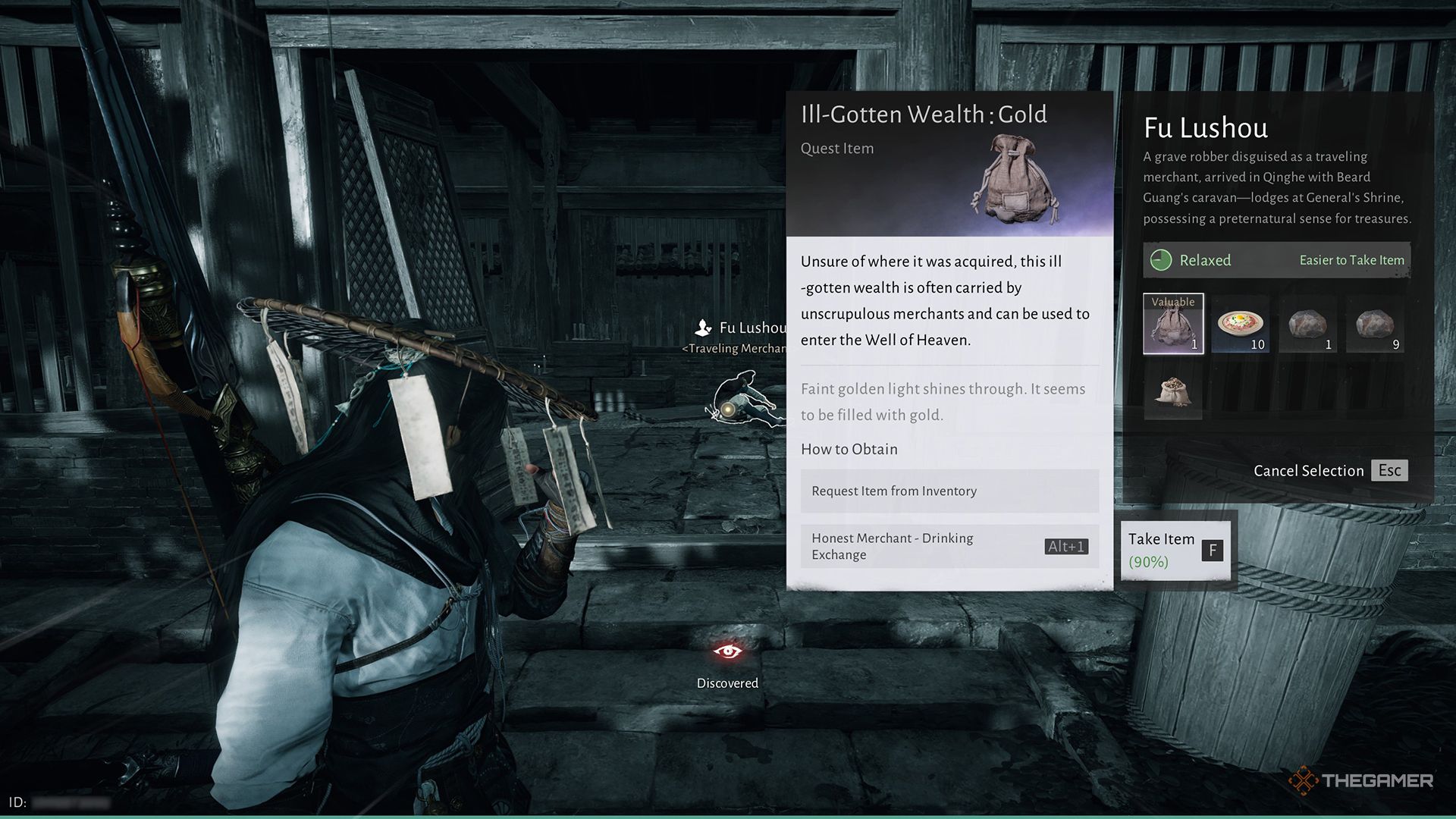 Stealing Ill-Gotten Wealth from Fu Lushou in Where Winds Meet.