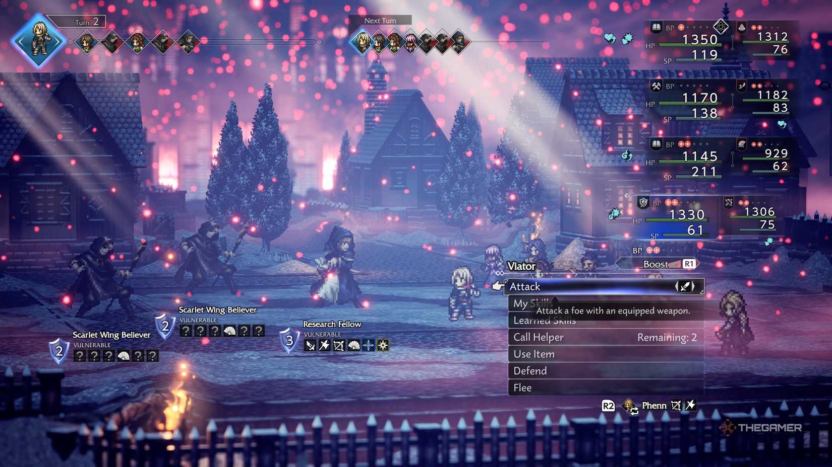 Party fighting enemies in Ceremonial Square in Octopath Traveler 0.