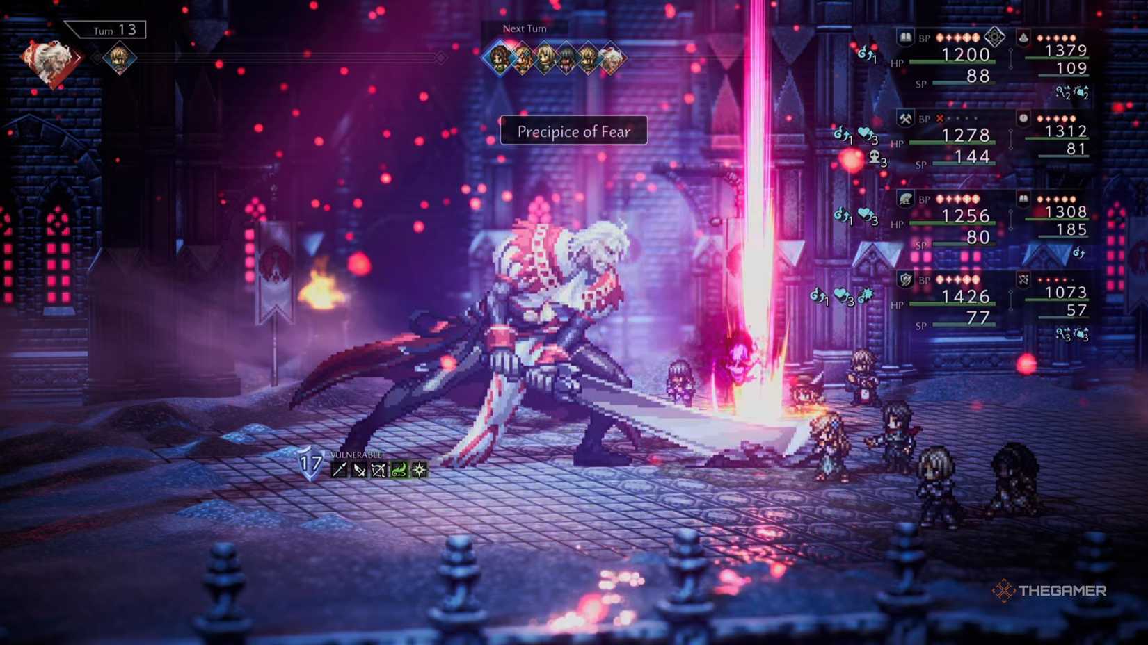 Commander Titos strikes terror against the party in Octopath Traveler 0.