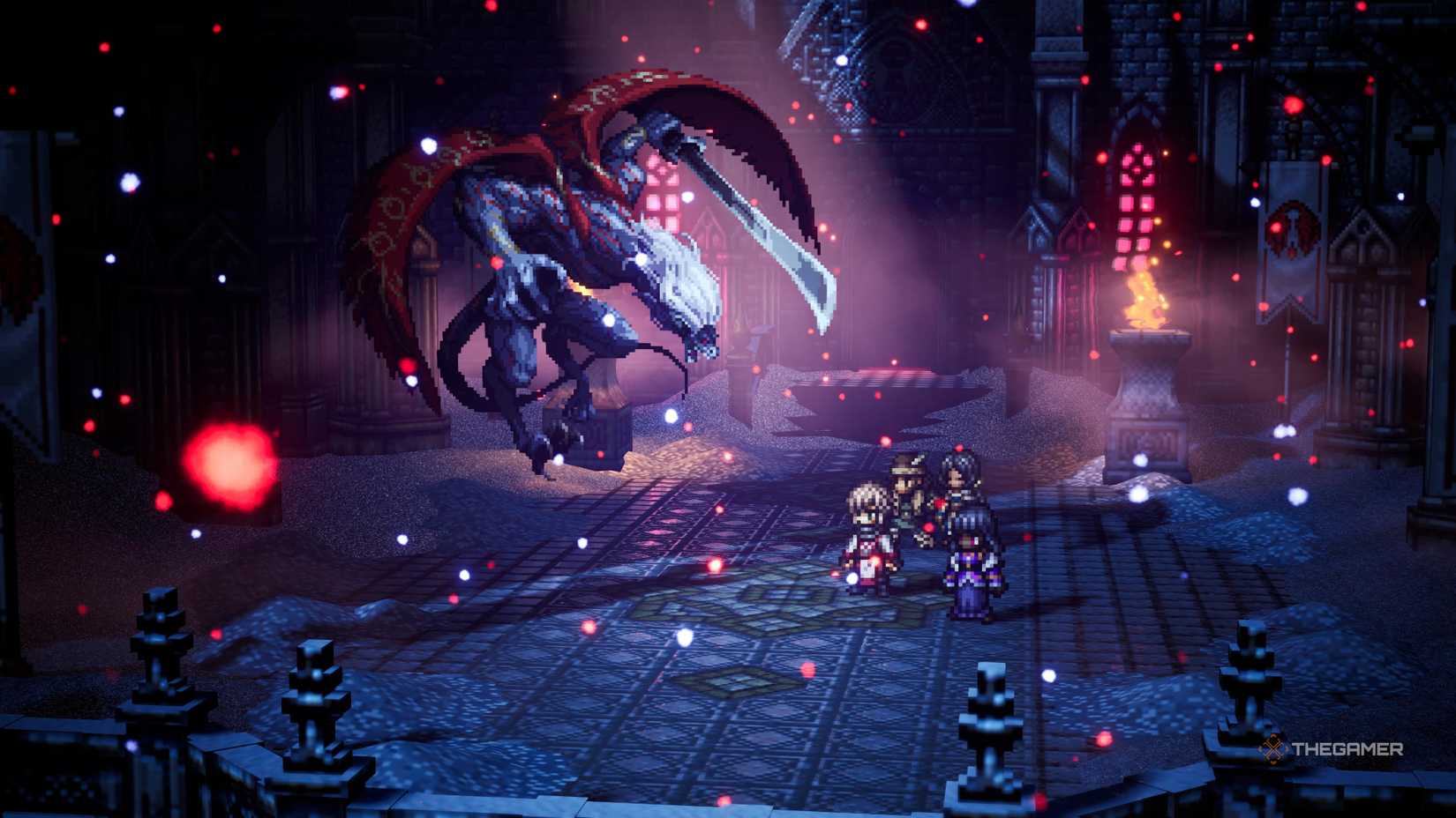 Against Titos the Thunderblade party in Octopath Traveler 0.