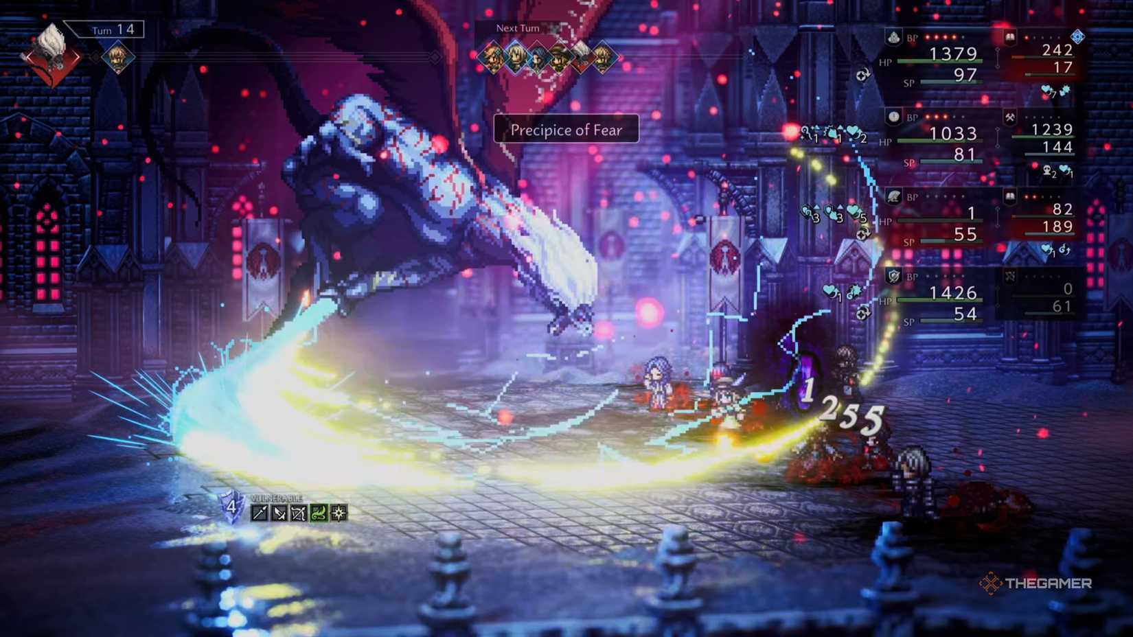 Tytos Thunderblade in Octopath Traveler 0 uses Precipice of Fear.