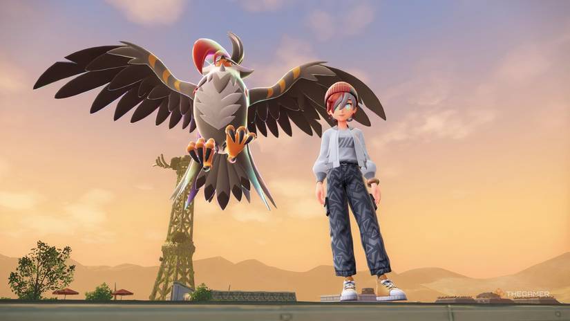 Trainer posed with Mega Staraptor in Pokemon Legends: ZA.
