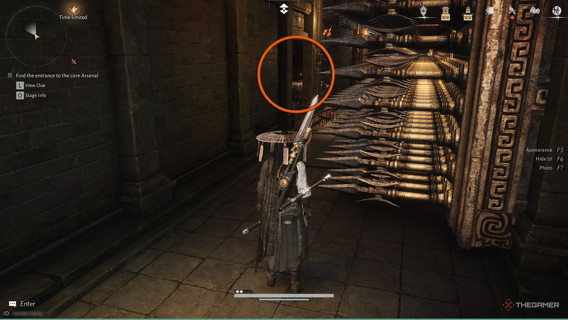 A gap in the left wall of spikes in Where Winds Meet.