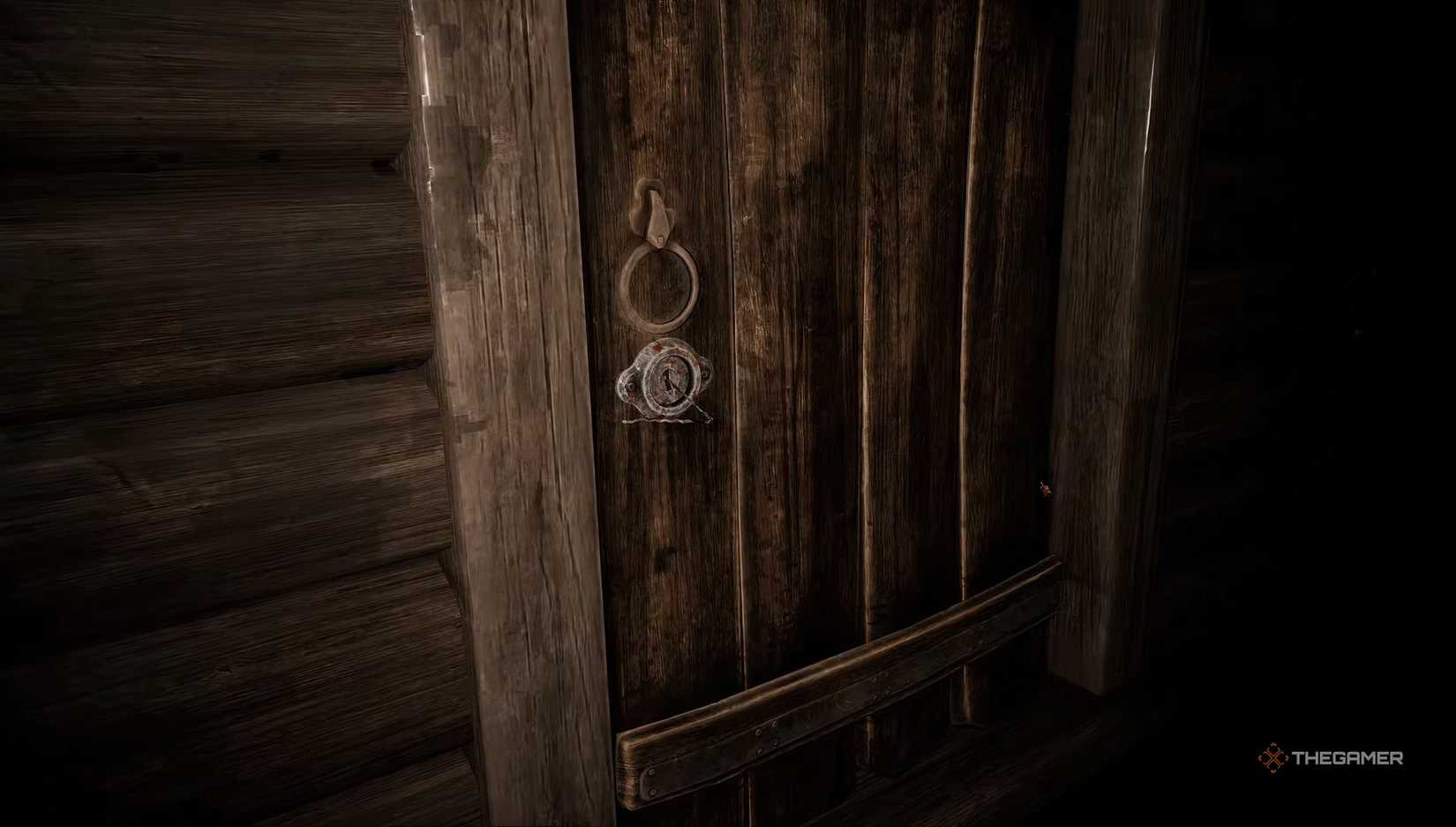 Lockpicking a door in of ash and steel.