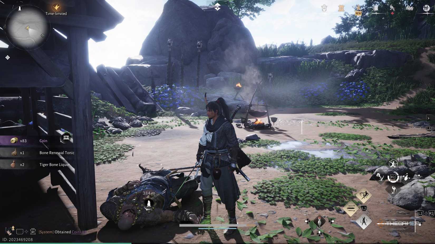 Looting Tiger Bone Liquor in Where Winds Meet from the body of a Rogue Monk.