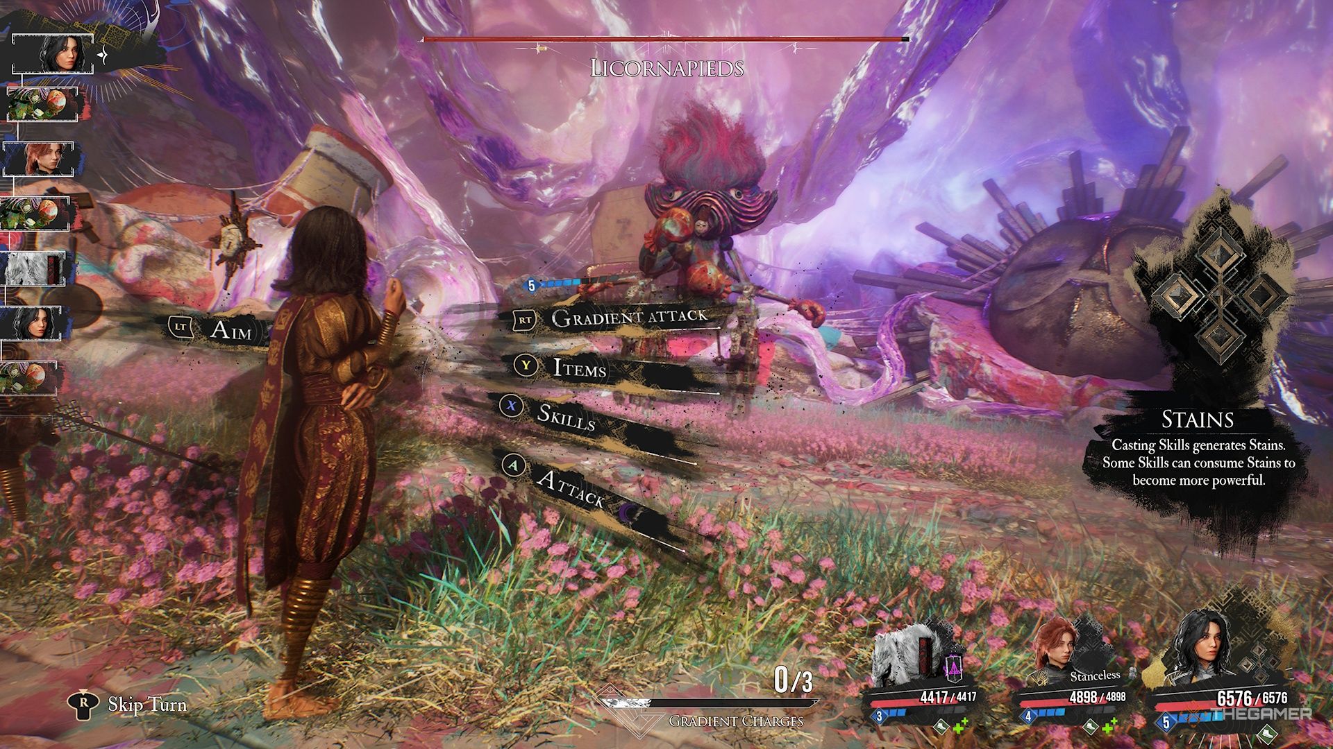 Lune fighting the Licornapieds boss in Clair Obscur Expedition 33.