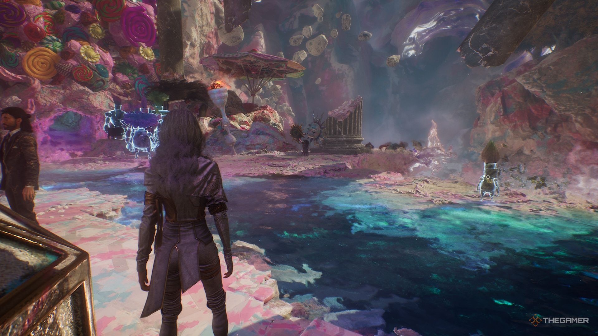 Maelle looking at a Gestral in Clair Obscur Expedition 33.