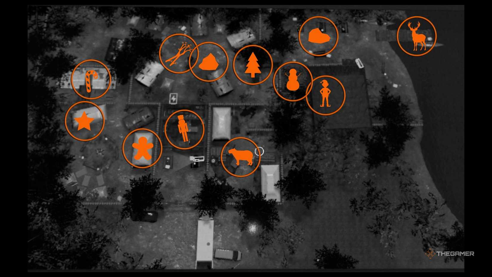 All Krampus Present spawn locations in Phasmophobia on Maple Lodge Campsite.