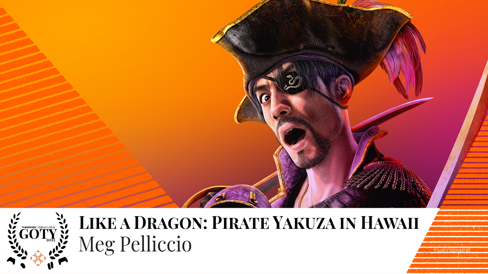 Like a Dragon: Majima from Hawaii's Pirate Yakuza superimposed on this year's Game of the Year logo.