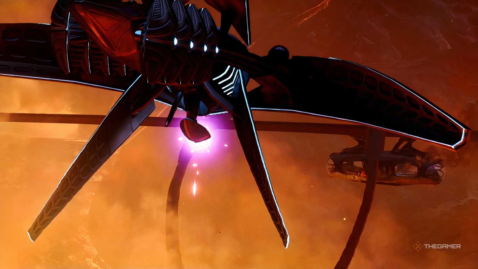 A hovercraft opens fire on Samus and her friends in Metroid Prime 4: Beyond. 