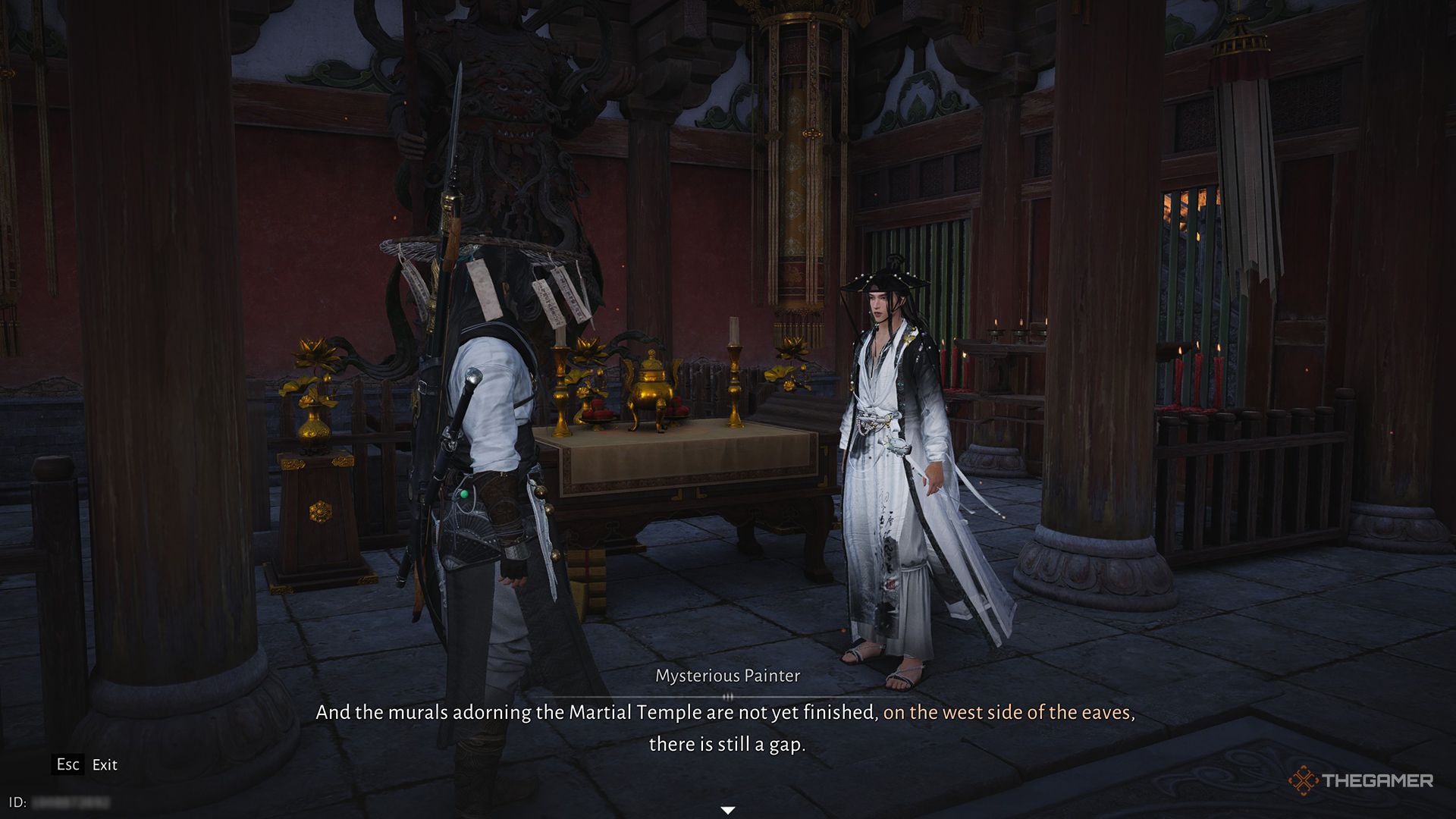 The player talking to the Mysterious Painter in Where Winds Meet.