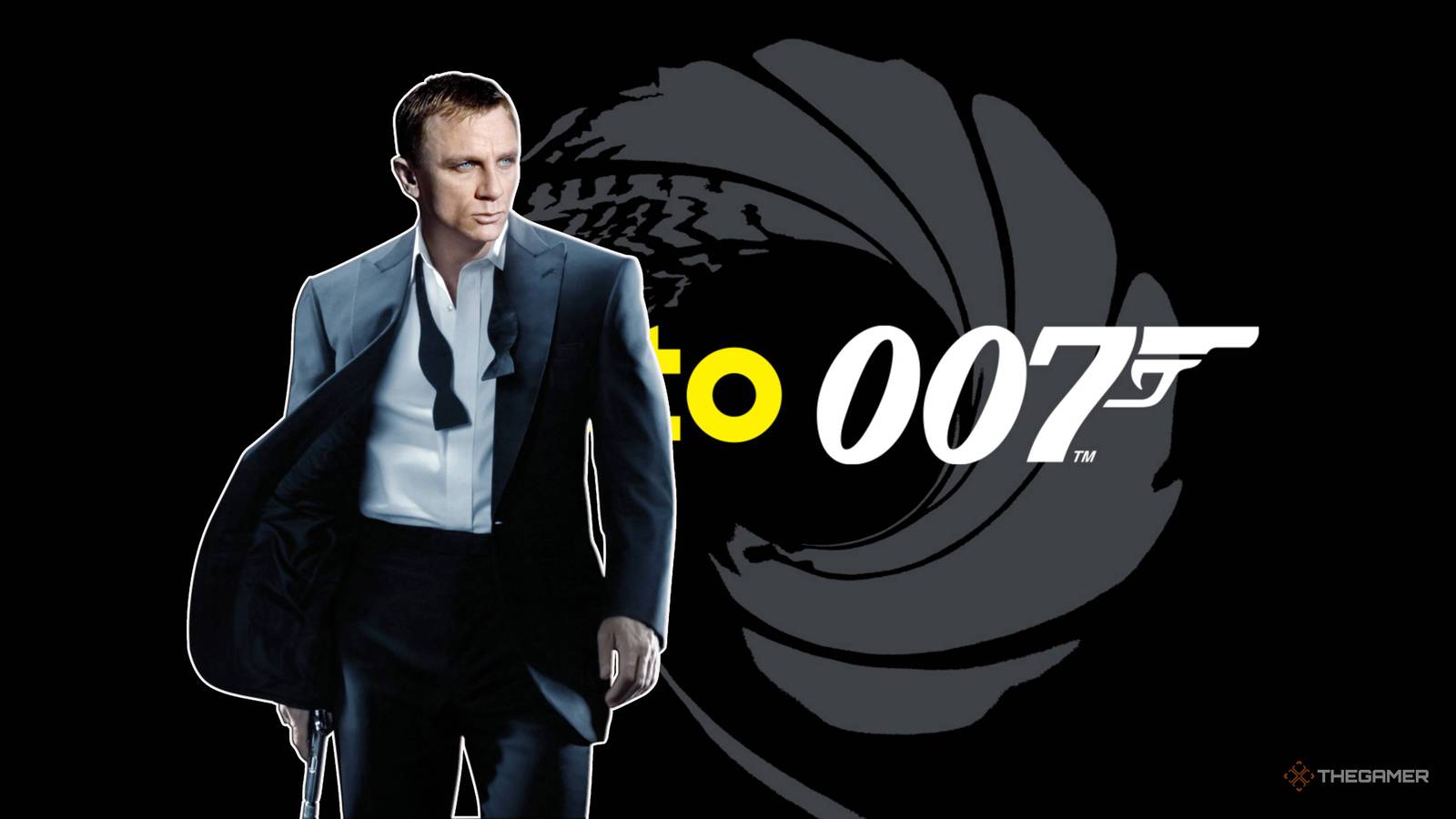 daniel craig next to a 007 logo.