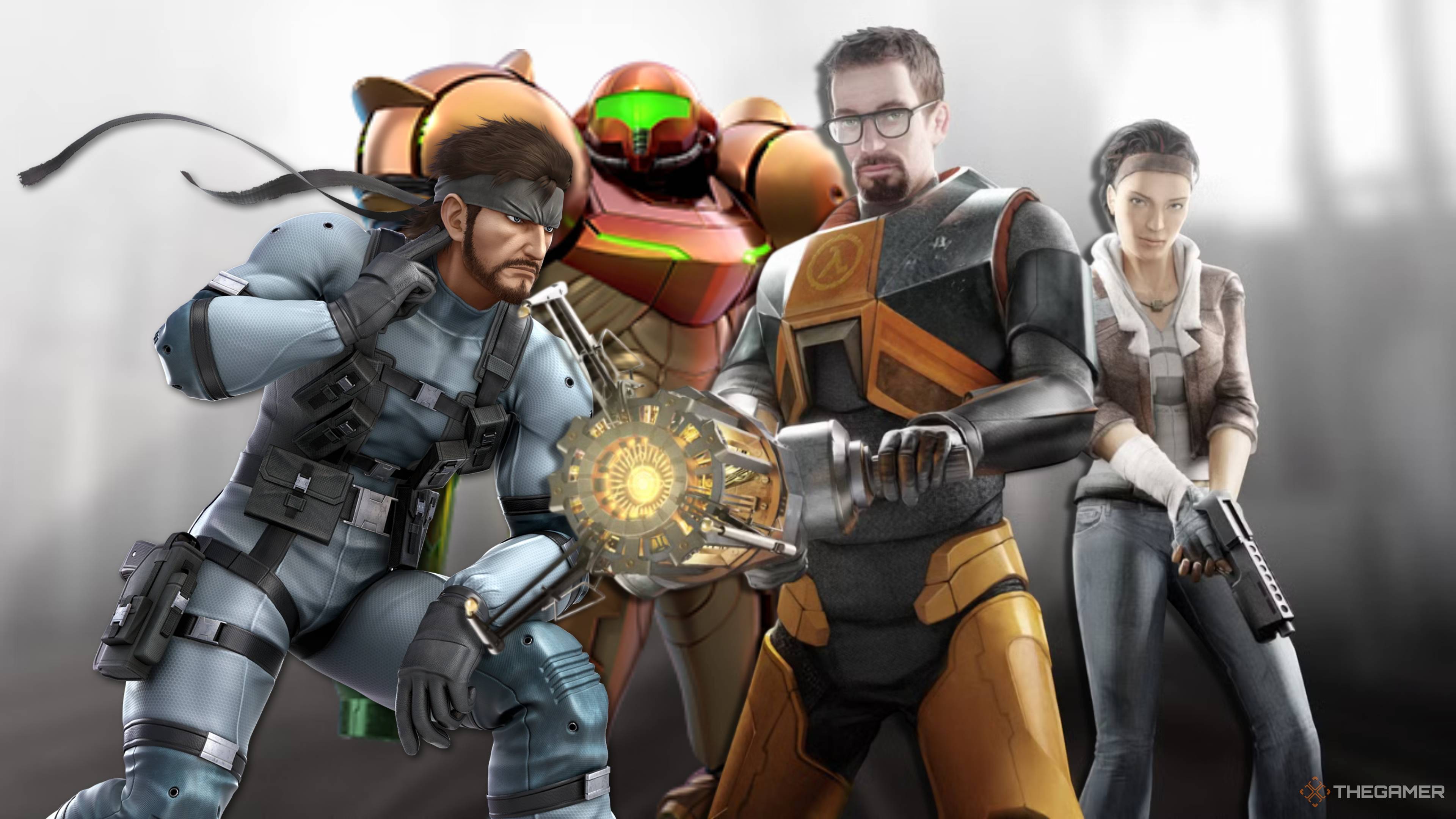 snake and samus next to gordon in half life 2.