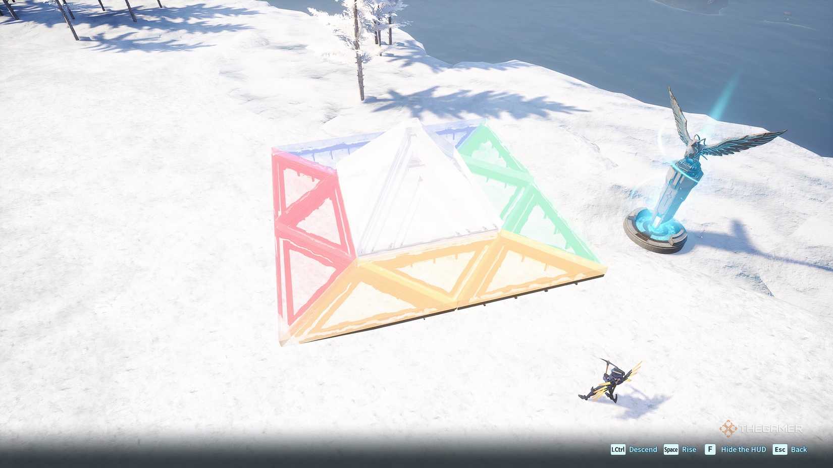 Palworld glass pyramid in snow.