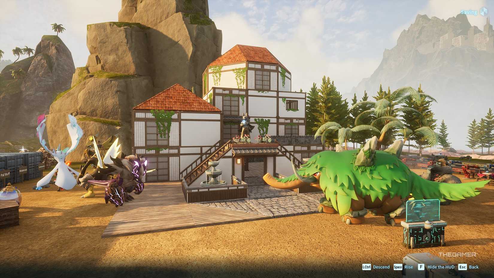 Palworld is a home base with a rounded tower.