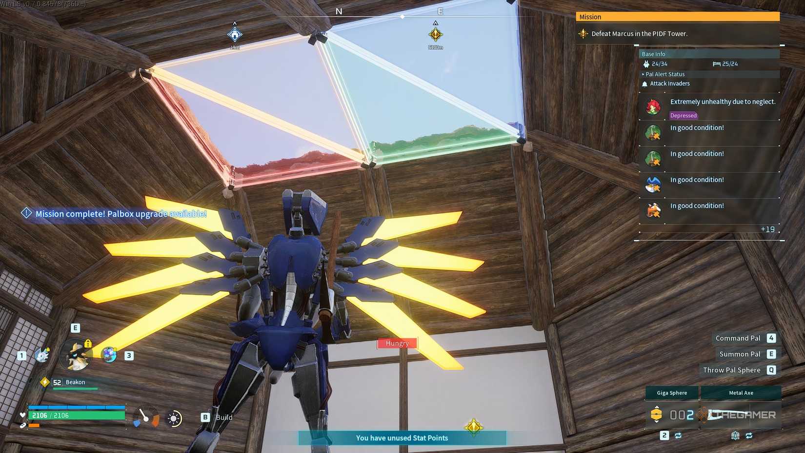 Palworld stained glass ceiling on base.