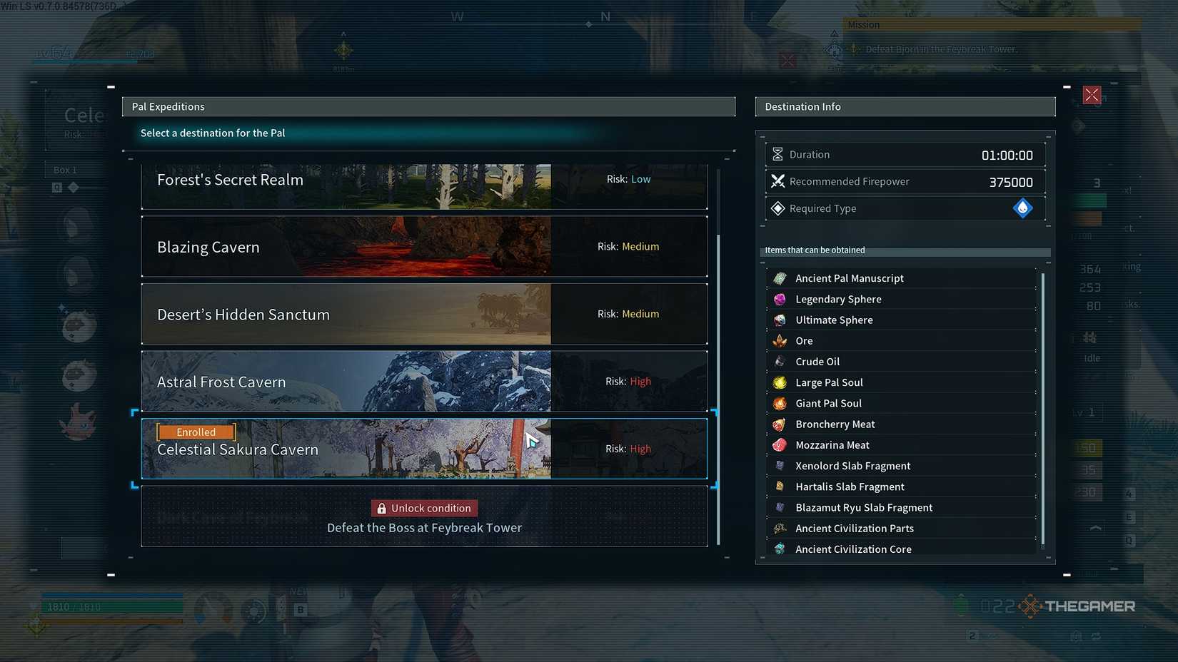 Palworld selects an expedition to collect fragments of the Hartalis Tablets.