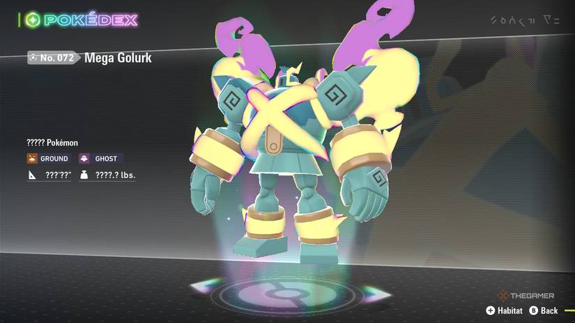 Mega Golurk's Pokedex entry in Pokemon Legends: ZA.
