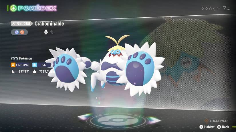 Crabominable's Pokedex entry in Pokemon Legends: ZA.