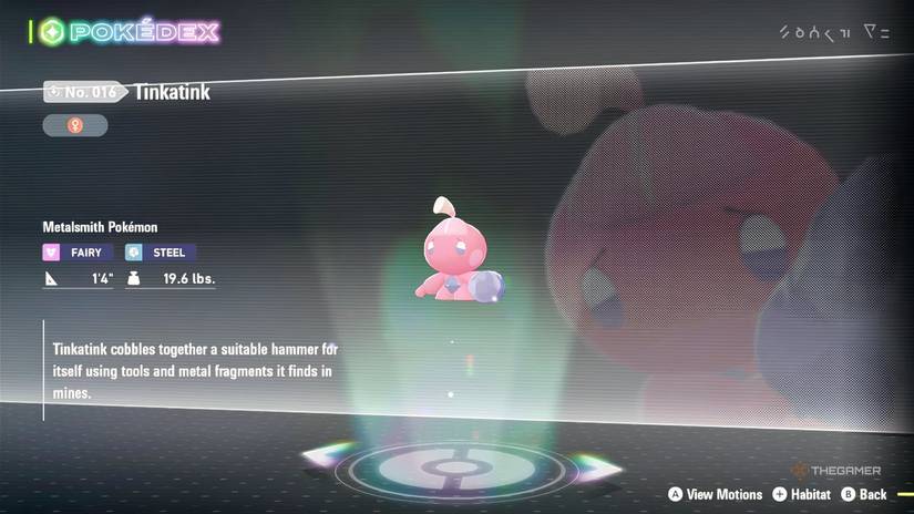 ورودی Pokedex Tinkatink در Pokemon Legends: ZA.
